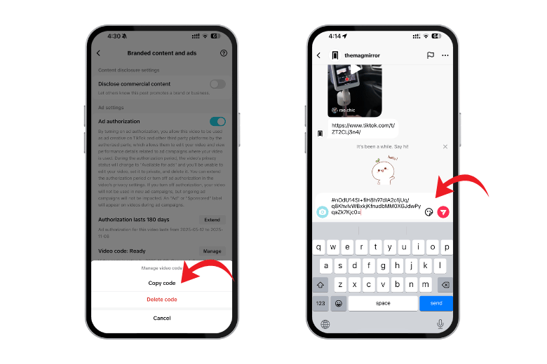 copy spark code step for spark ads code on tiktok