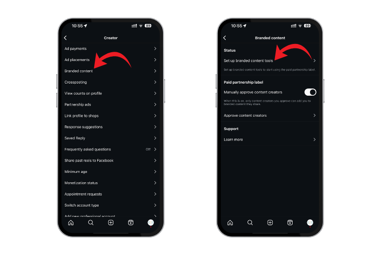 instagram branded content enable process