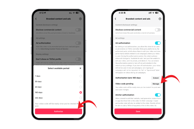 set duration step on tiktok spark ads code